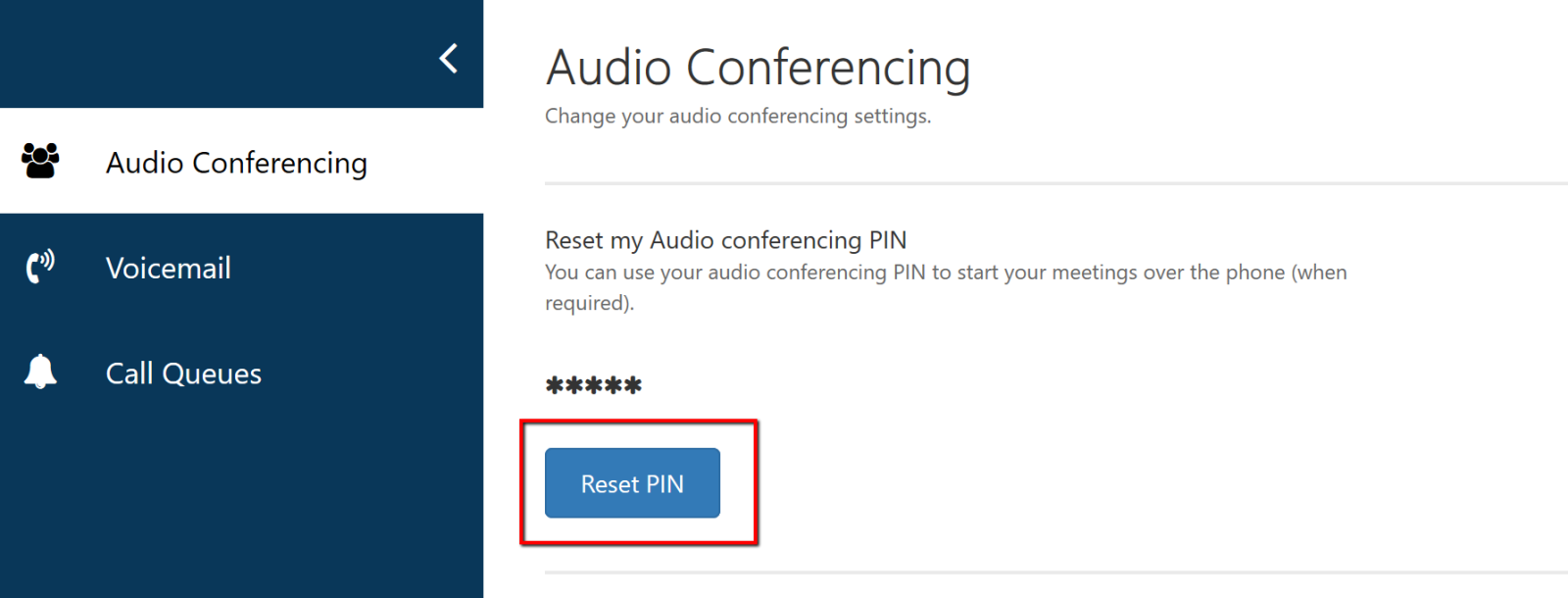 Reset Conference PIN