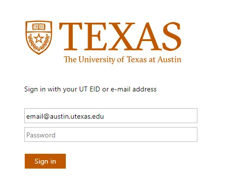 UT Austin Organizational Sign in