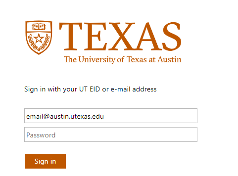 UT Austin Organizational Sign in