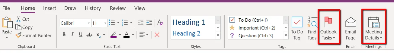 Outlook Tasks and Meeting Details