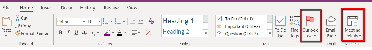 Outlook Tasks and Meeting Details