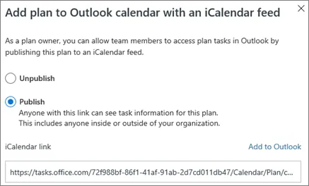 Planner Publish to iCalendar