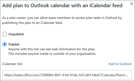 Planner Publish to iCalendar